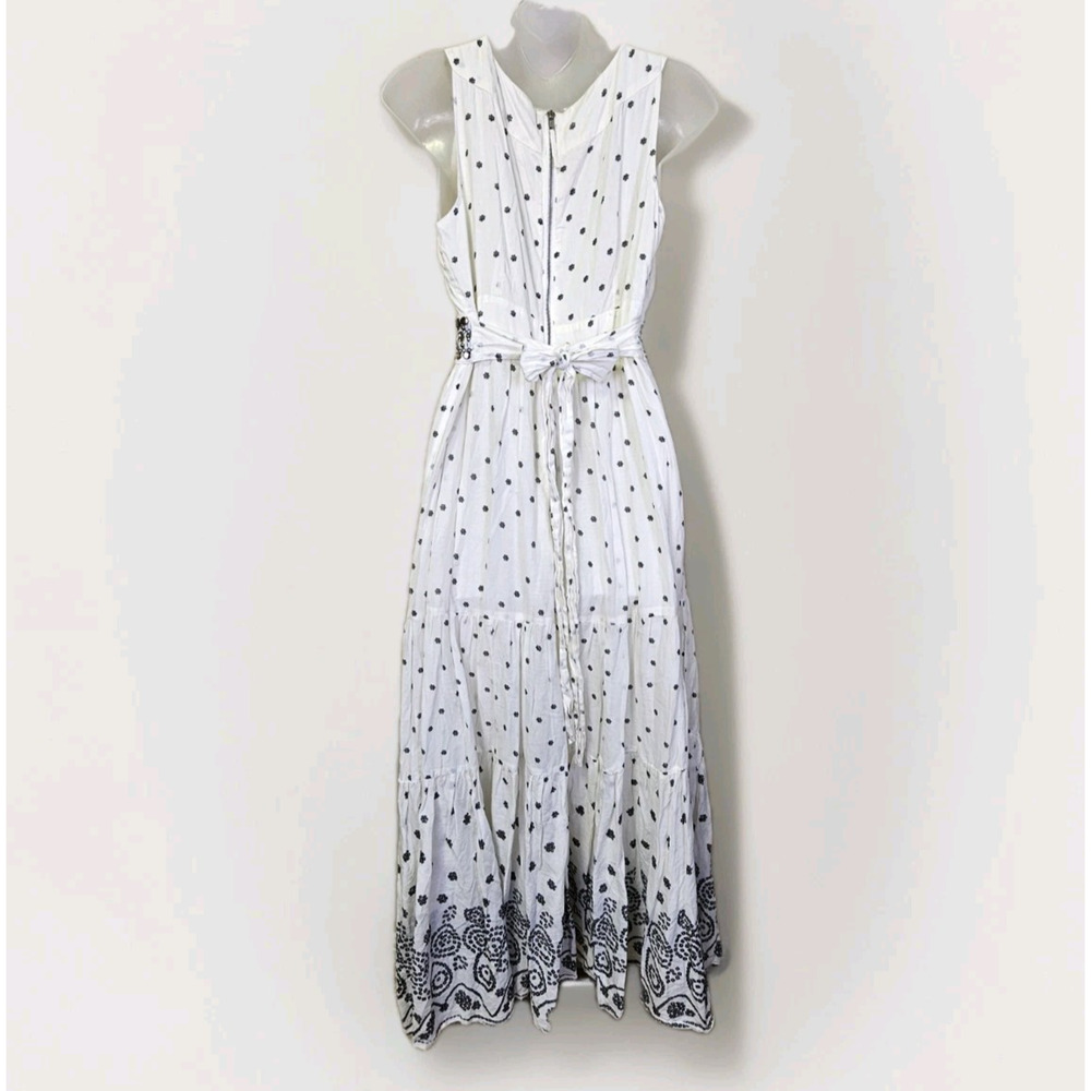 Oasis Maxi Dress 14 Embroidered White Black Beaded Embellished Floral Cotton - Picture 2 of 16